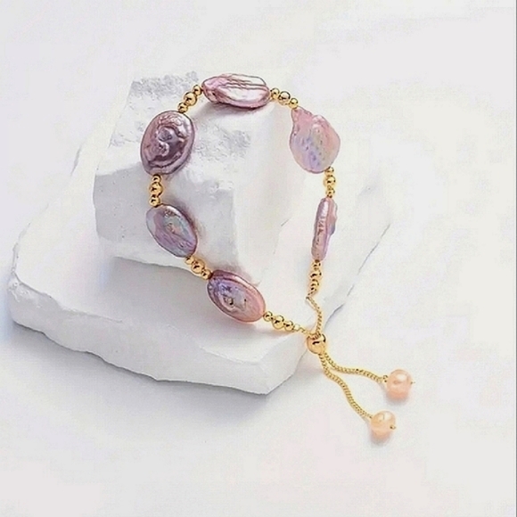 18k GOLD FRESH WATER PEARL BRACELET - Picture 1 of 3